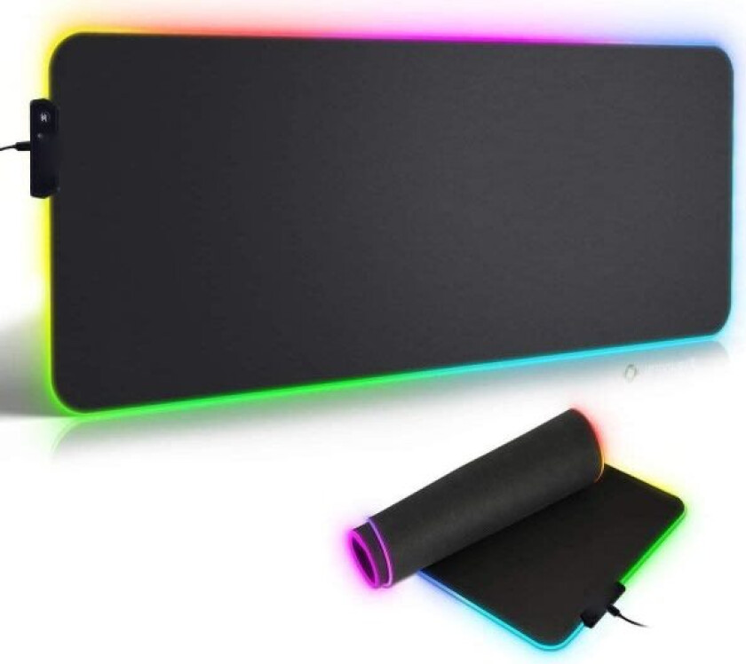 RGB gaming musematte XXL LED stor musematte 800 x 300 x 4 mm Musemattebelysning Tastaturmatte Ekstra USB-inngang for mus, tastatur eller mobiltelefon