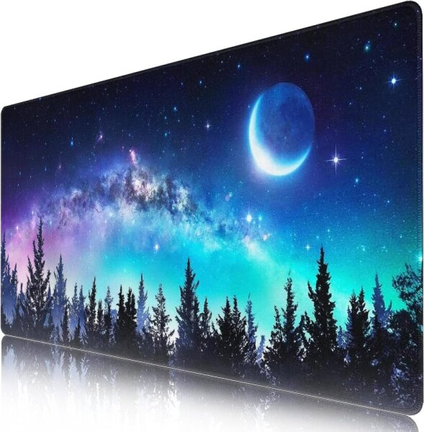 Galaxy Stor musematte, skrivebordsunderlag med sklisikker bunn, utvidet musematte XXL tastatur musematte skrivebordsmatte på toppen av skrivebord (35,4x15,7 tommer)