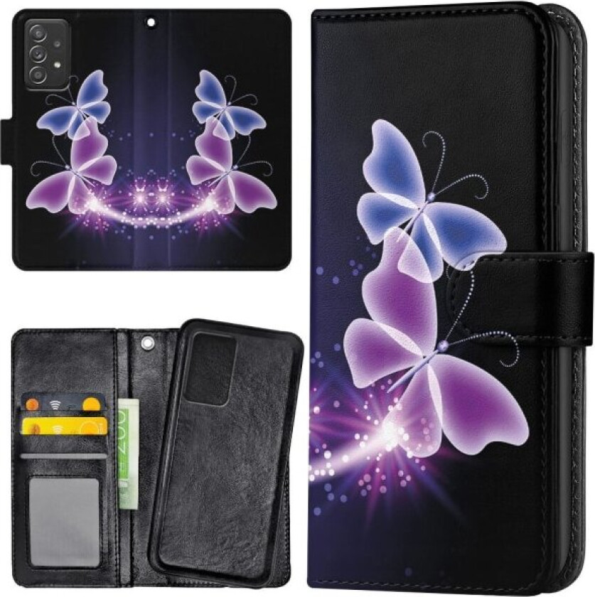 Samsung Galaxy A52/A52s 5G - Lommebok Deksel Lilla Sommerfugler Multicolor