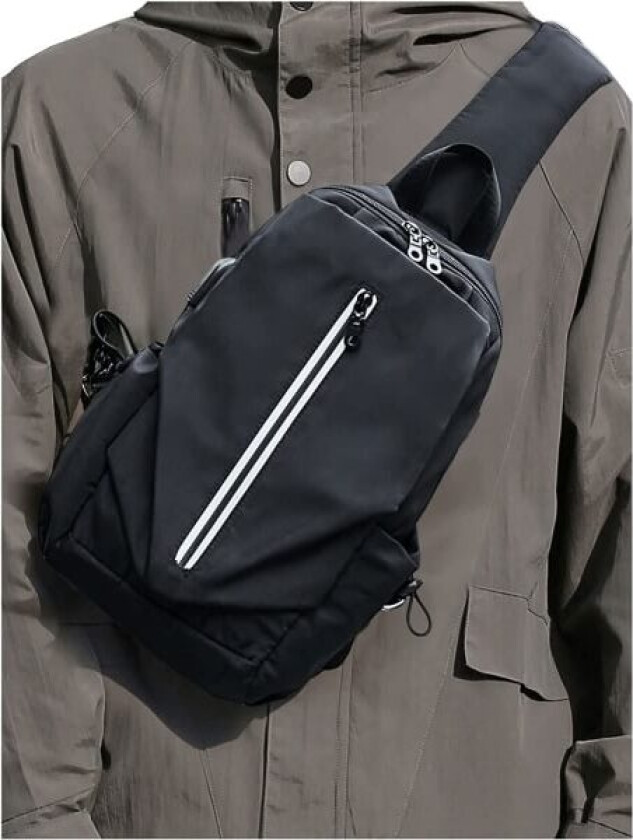IC Crossbody Ryggsekk Skulderveske Mann Kvinne Passer, Svart