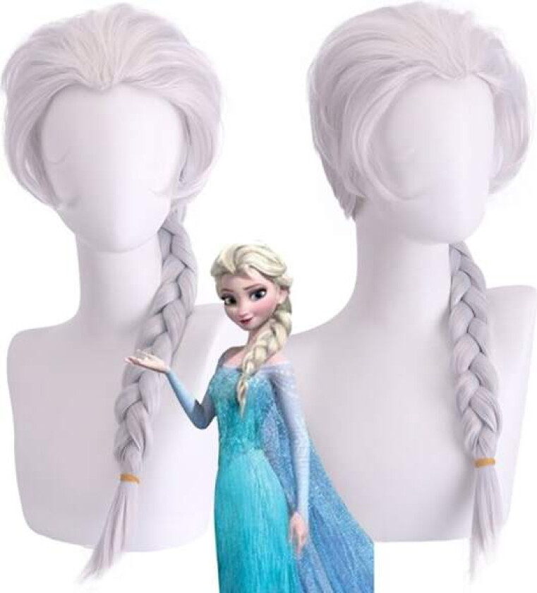 Prinsesse Parykk Blond Flettet Elsa Cosplay Parykk Syntetisk Hår Parykker Halloween Fest Daglig Kostyme Parykk (For Barn og Voksne)