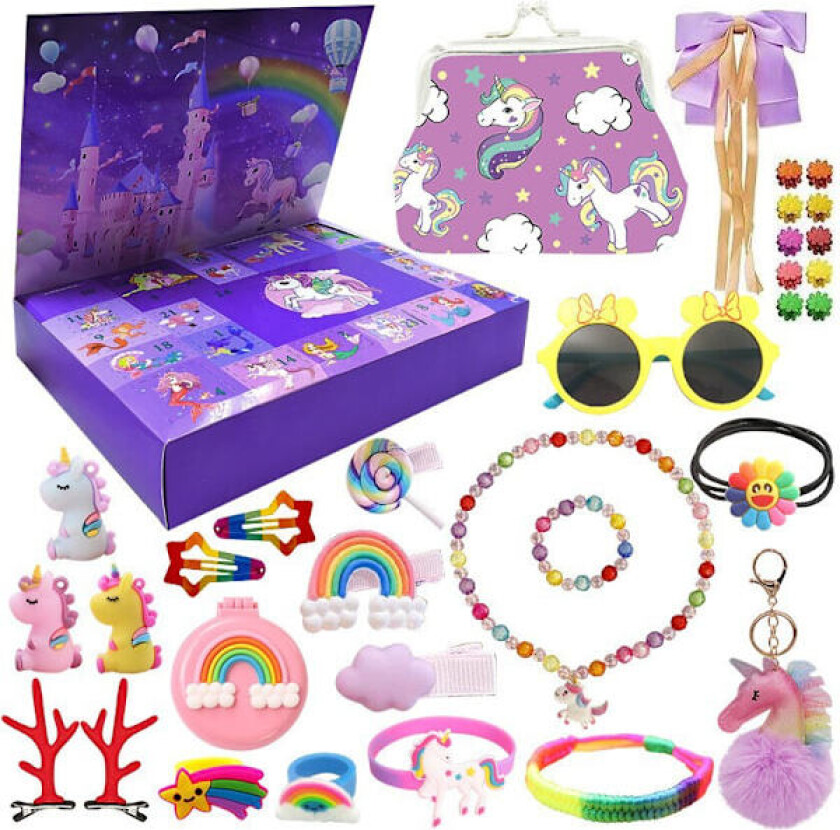 Julekalender med nedtelling for 2023 - Blindboks med enhjørning, is og snøpynt - Julegave til jenter XT-86 Unicorn Blind Box 435g