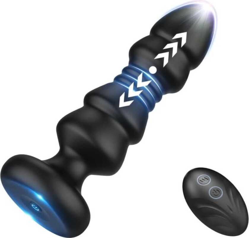 Vibrator med anal stimulering - Anal sexleksak med fjärrkontroll Svart