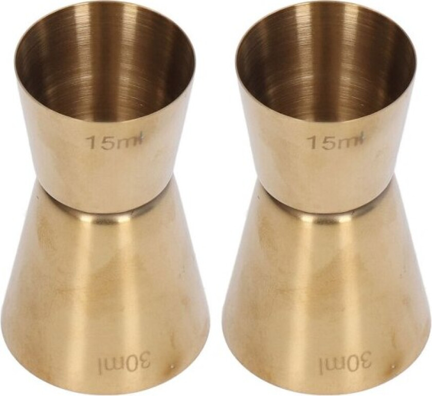 Dobbelthodet cocktail jigger i rustfritt stål, gullfarget vin jigger bar målekopp for restaurantfest 15/30ml