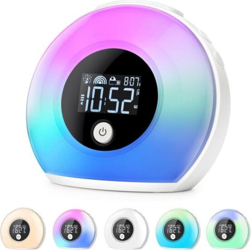 Vekkerklokke med Bluetooth-høyttaler, nattlys for barn