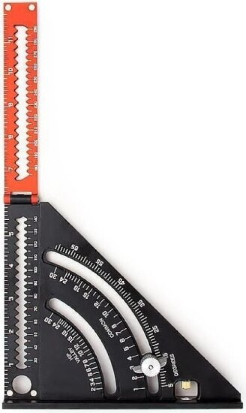 Tømrerens vinkel i metall, aluminium, sammenleggbar trekantlinjal, kombinasjonsvinkel 317mm, multifunksjonell trekantvinkel, vinkelmåler, 45 90 grader
