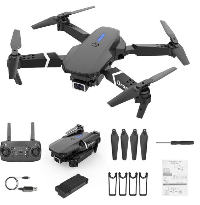 Drone med 4K dobbeltkamera, sammenleggbar fjernstyrt quadcopter med høydehold en kamera