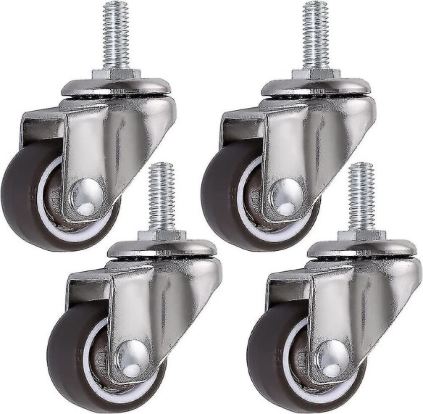 4 stk. Svingbare Hjul, 25mm Stam Møbelhjul I M615, Gummi Svingbare Hjul, For Vogner, Trillebår, Seng, Skap, Bord, Lasting (FMY)