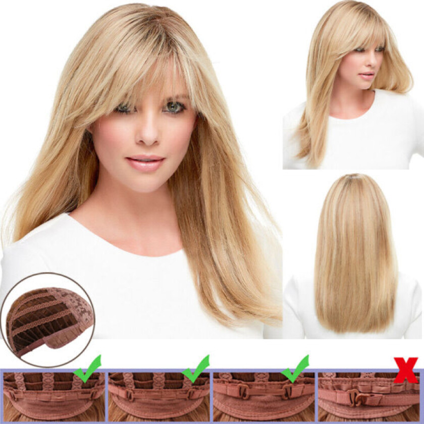 TG Kvinner Blond Langt Rett Hår Parykk Naturlig Daglig Fest