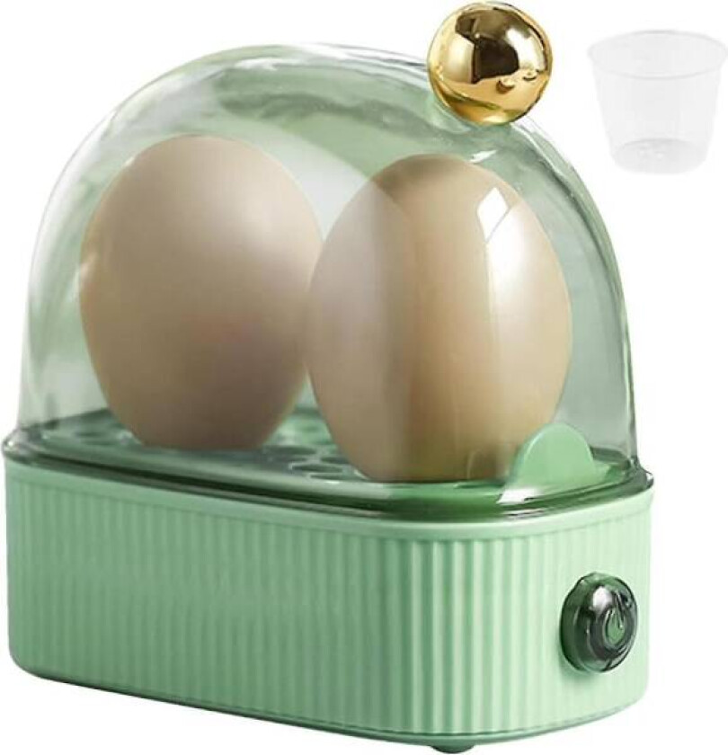 Eggkoker 2 egg, eggkoker kompakt elektrisk eggkoker, beste eggkoker koker alle tre kokningsnivåer - myk, medium, hard fw Green