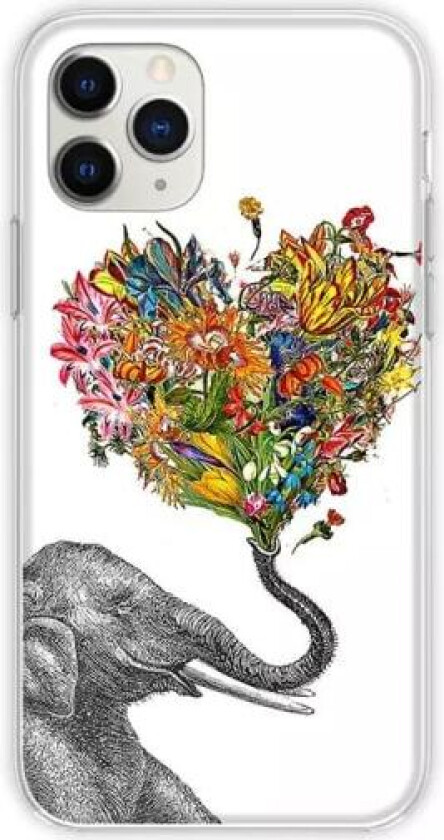 Vakkert deksel til alle iPhone 14-modeller elefant med blomsterh Grey one size