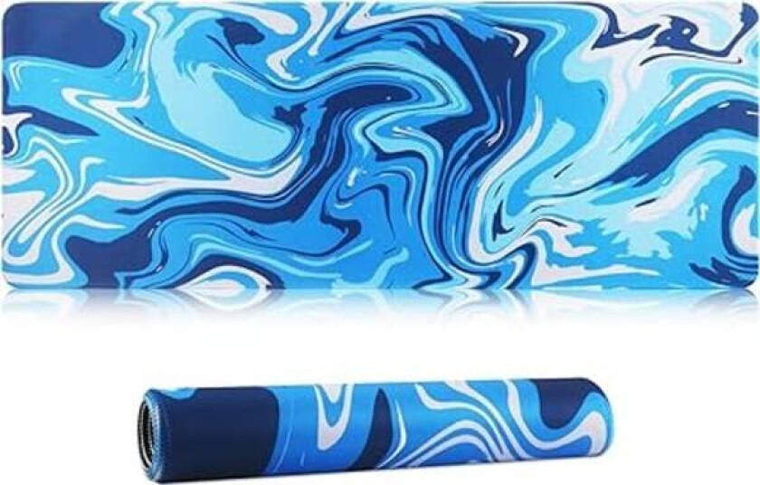 Blå, XXL musematte 800 x 300 x 3 mm, ekstra stor musematte for spill