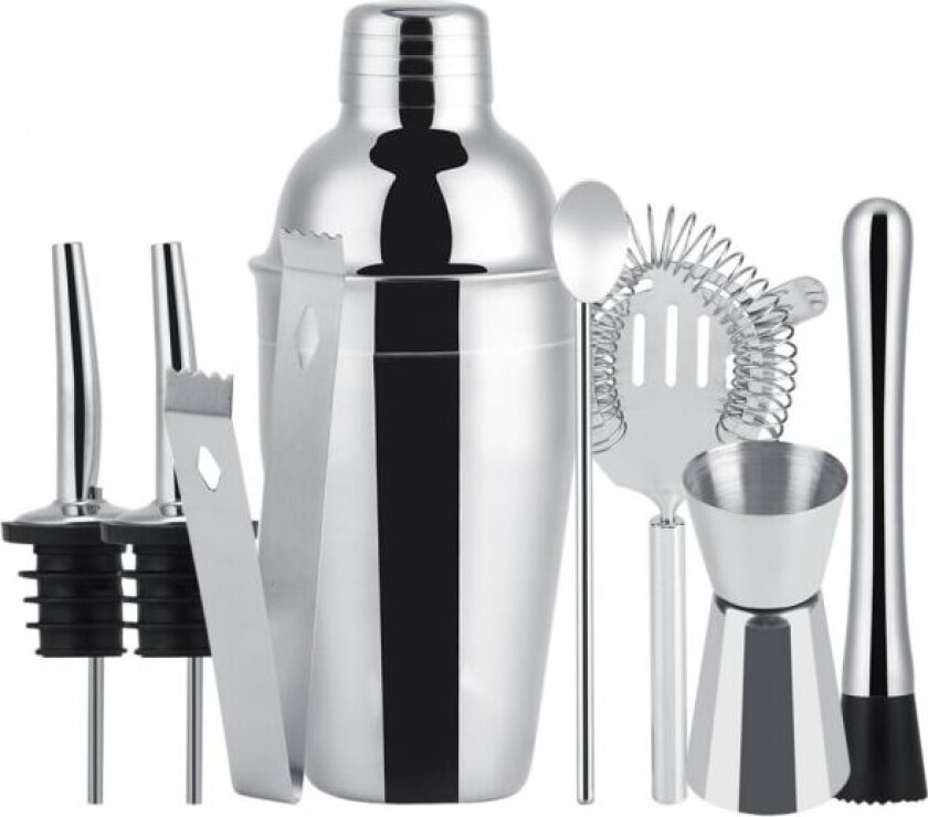 8-delt cocktailsett, barsett, shaker 550ml - Rustfritt stål (FMY) silver