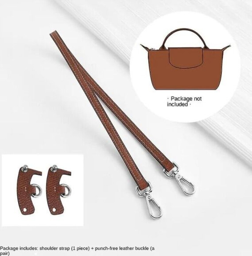 Bag Strap For Longchamp Bag Transformation Accessories Free Punching For Mini Bag Shoulder Strap Mini Bag Brown-65CM