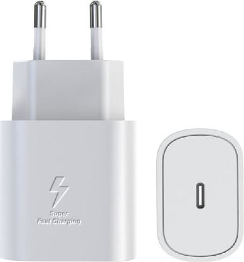 Hurtiglader 45W for Samsung USB-C med 1 meter datakabel + laderhode hvit 45W