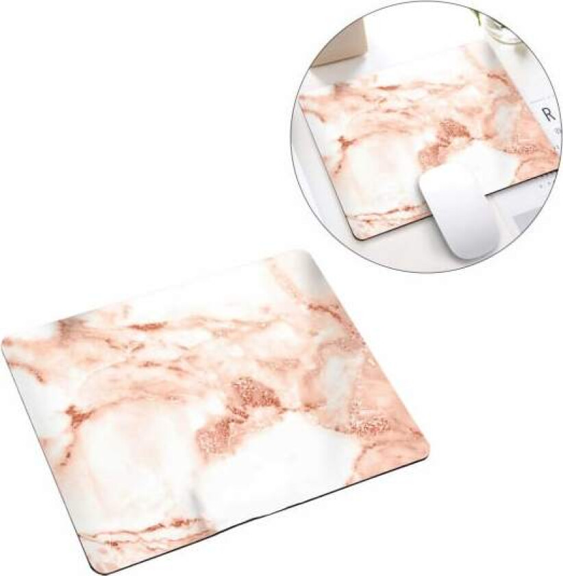 Myk musematte med utskrifts rosa marmor 21x26cm rosa