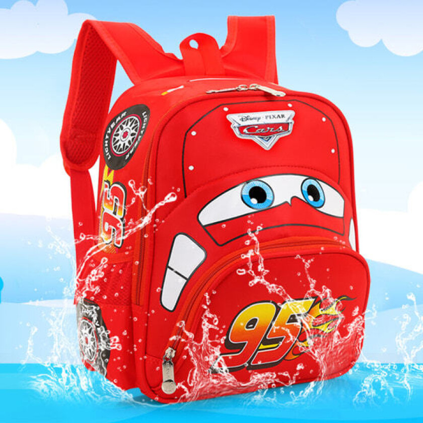 Disney Cars 3D Ryggsekk Barn McQueen Skoleveske Ryggsekk Rød