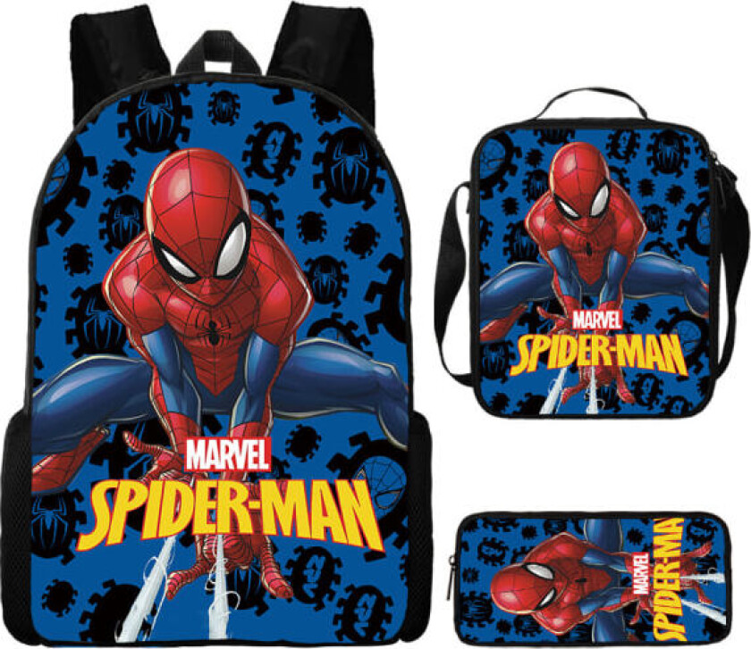 Spider-Man Ryggsekk Ryggsekk Skoleveske Pennal Lunsjpose Tredelt Sett