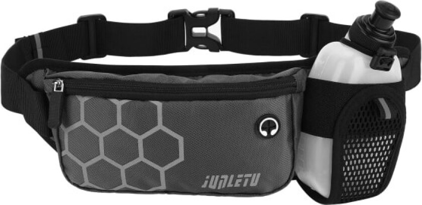 Løpebelte med vannflaske, vanntett midjepakke mageveske løpepose rumpetaske sportsbelte (grå) Gray