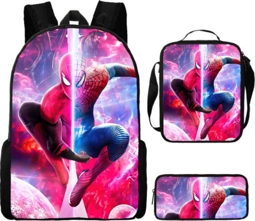 Spider-Man Ryggsekk Ryggsekk Skoleveske Pennal Lunsjpose Tredelt Sett