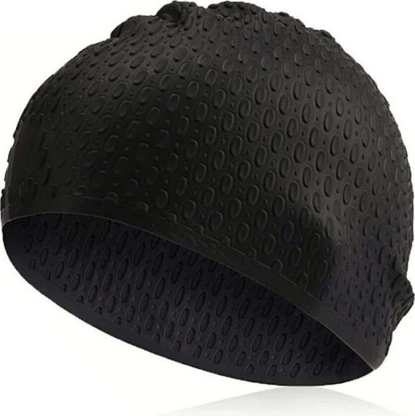 Traling Svømmehette Voksen, Silikon Svømmehette For Menn Og Kvinner Damer Langt Hår, Vintage Retro Stil Badehette, Hold Håret Tørt Svart 1stk