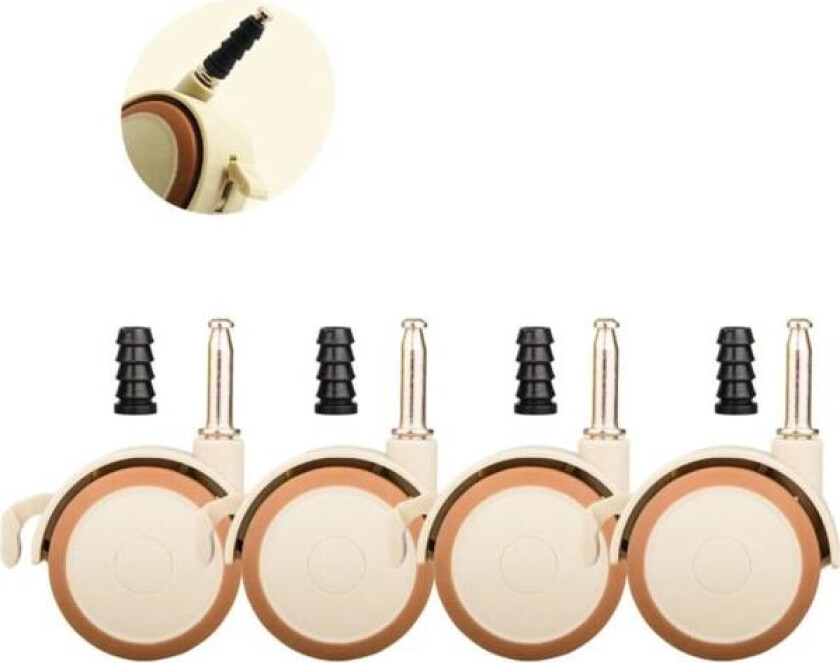 Sett med 4 gummi-svingbare barnesengshjul, 2 tommers møbelhjul, tilbehør til barneseng