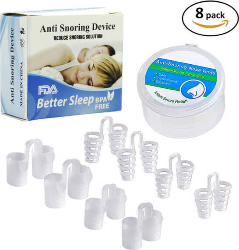 Silikon anti-snorking enhet 8 pakker Mini anti-snorking nese