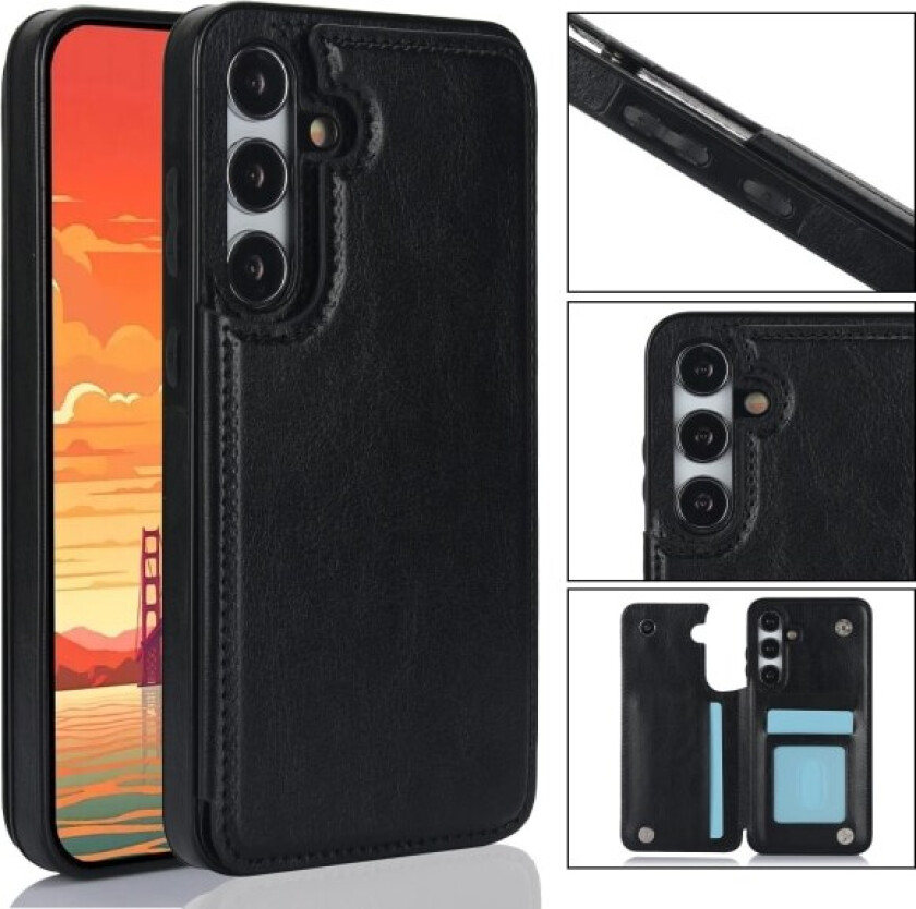 Samsung Galaxy S24 PLUS - Elegant deksel med lommebok/kortlomme Svart
