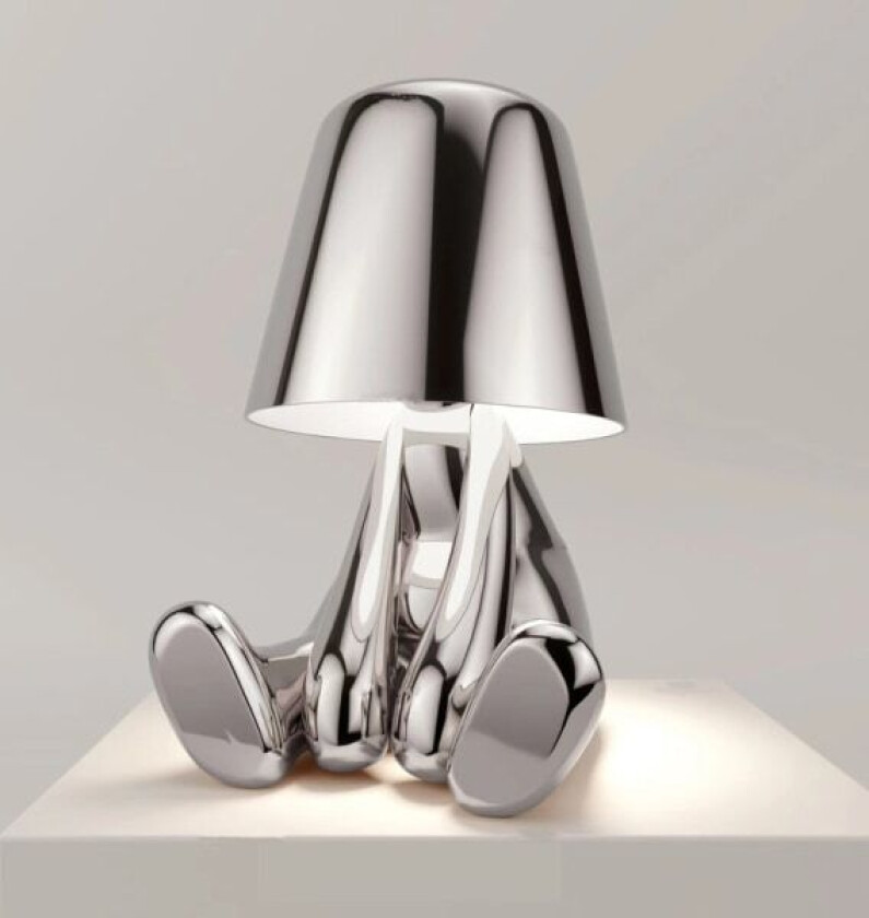 Senglampe med berøring, Thinker-lampe i gull, skrivebordslampe, trådløs, oppladbar, bærbar, dekorativ nattlampe Silver C