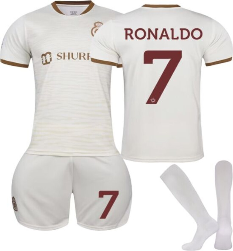 Al-Nassr Tredje Trøye 2023/24 Ronaldo #7 Borte Fotballdrakt for Barn Voksne 26(140-150CM)
