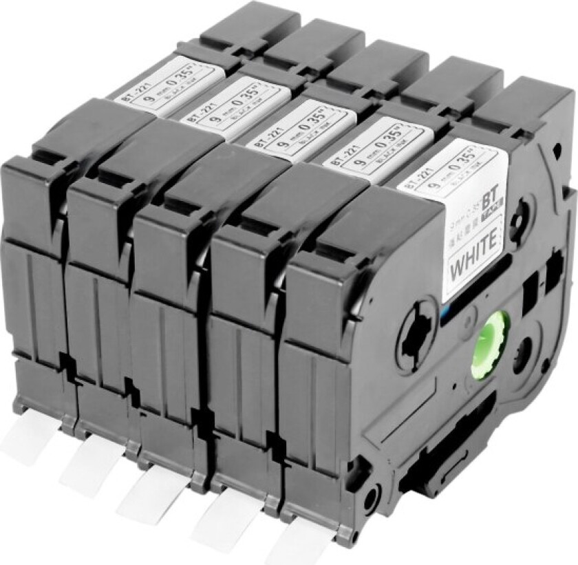 5 stk Tze-221 9mm Svart på Hvit Tze221 Tz221 Tze 221 Tape for Brother P-touch Etikett Maker Skriver L