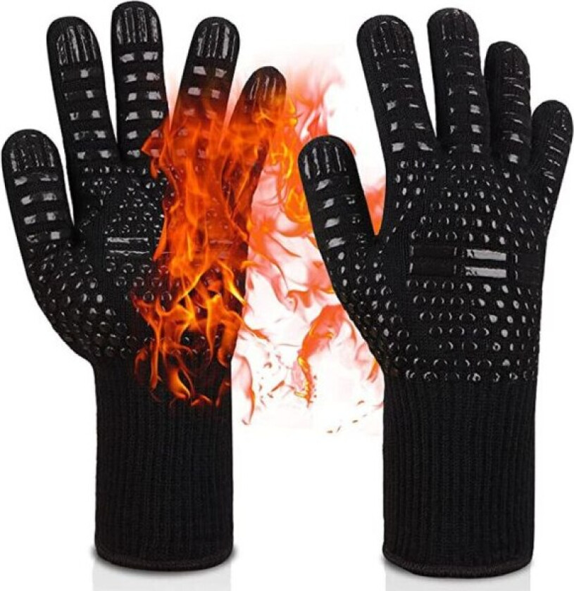 Grillhansker Ovnshansker Varmebestandige opptil 800°C Stekehansker BBQ Grillhansker (svart)