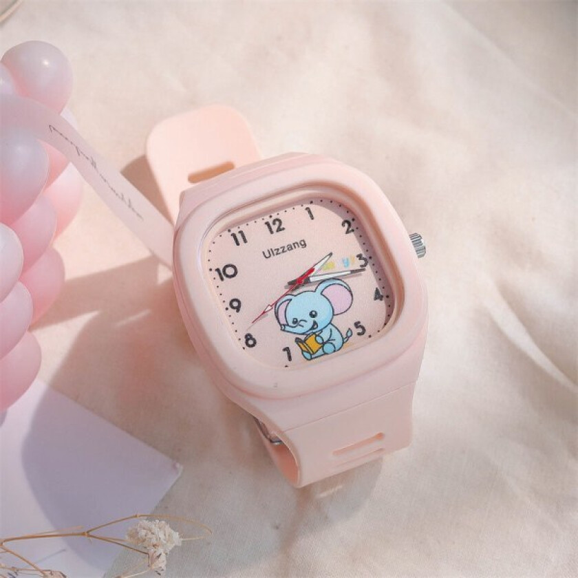 1 stk barneklokke (rosa elefant), vanntett armbåndsur for barn Quartz urverk, 3D tegneseriedesign, digital barneklokke for 3 år til 11 år gammel