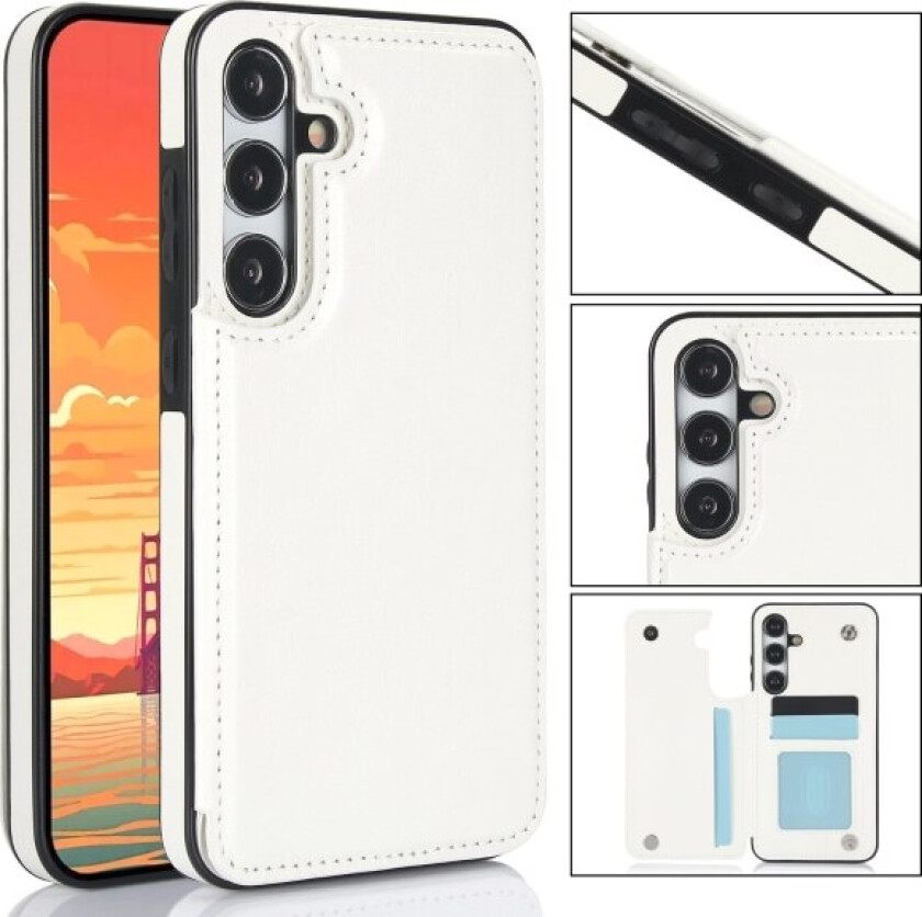 Samsung Galaxy S24 PLUS - Elegant deksel med lommebok/kortlomme Vit