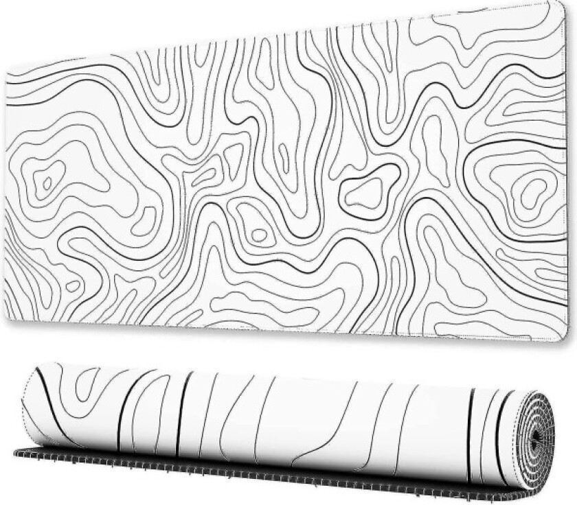 Stor Spillmusmatte Med Sydd Kant, Minimalistisk Topografisk Kart Skrivebordsmatte, Utvidet Xl Musmatte Med Anti-Skli Bunn, Kule Skrivebordsmatte For Tastatur