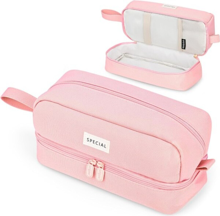 Penalhus, Stor Penalhus, Penalhus for Kvinner Estetisk Penalhus, Skoleutstyr Kontor Oppbevaring Sminkepung, Rosa Lake pink