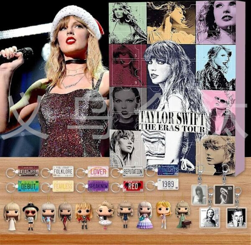 Ny ankomst Taylor Swift julekalender med nedtelling - 24 stykker med dukker og nøkkelringer, overraskelsesblindboks Taylor model 1 Flat【Acrylic】