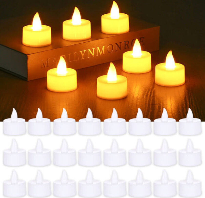 Batteridrevne telys - 24 LED telyslys Realistiske og