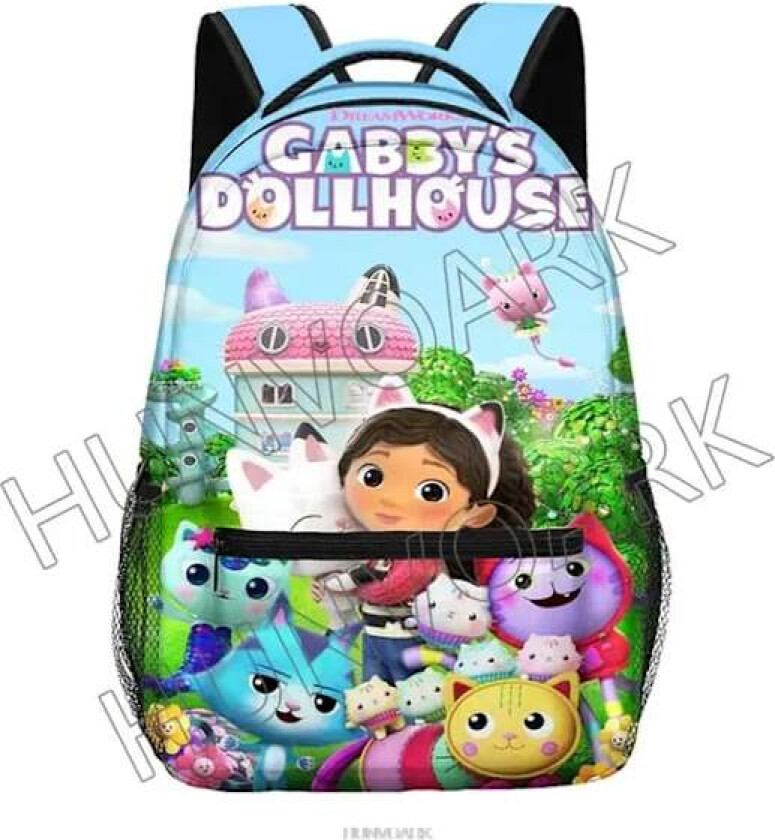 Gabby's Dollhouse Skoleveske Jenter Tegneserie Trykk Ryggsekk Ivory