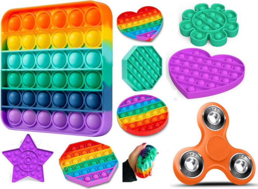 4-Pack. 2 POP IT RAINBOW + 1 SLUMPVIS + 1 POP IT FIDGET