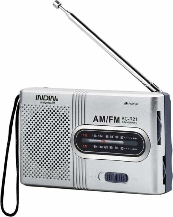 Bilde av Bærbar radio liten radio Sølv FM/AM (MW), ekstra stor innstillingsknapp, miniradio med innebygd høyttaler, batteridrevet