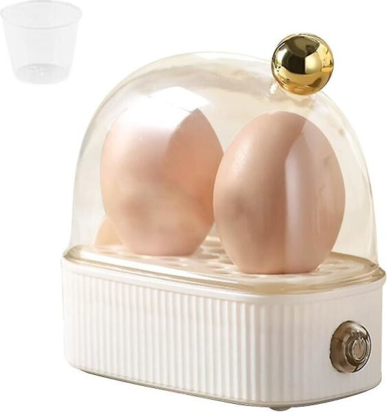 Eggkoker 2 egg, eggkoker kompakt elektrisk eggkoker, beste eggkoker koker alle tre kokningsnivåer - myk, medium, hard fw White