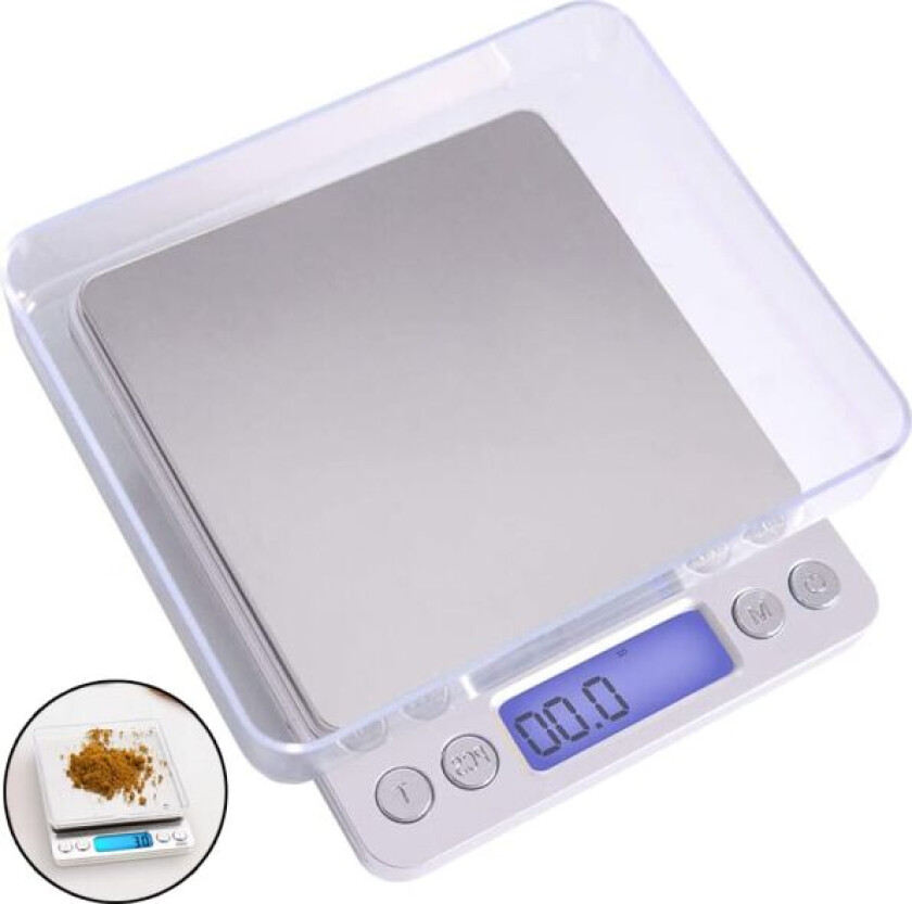 Digital kjøkkenvekt, brevvekt, husholdningsvekt, finvekt med tarefunksjon 3kg x 0,1g med LCD-skjerm