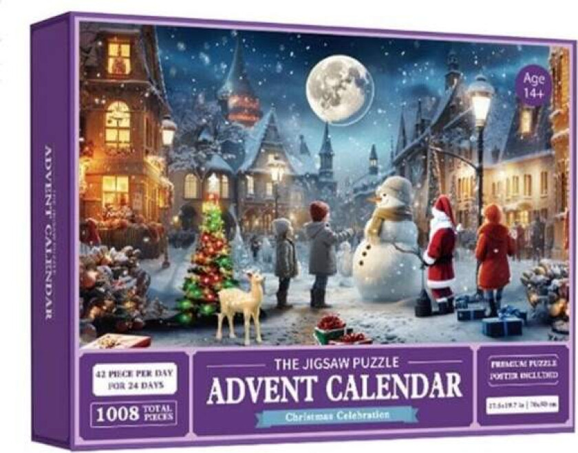 Puslespill Julekalender 2024, 1008 Puslespillbrikker 24-Dagers Lekebutikk Puslespill Juletelling Julekalender I