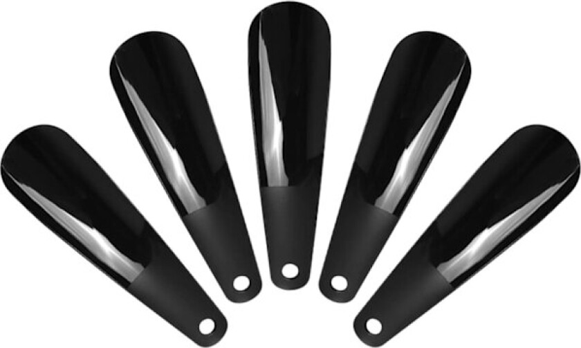 5 stk. skohorn i plast, svart, komfortabel skohorn, praktisk skohjelper, liten skohorn, påkledning, skohorn for menn, kvinner, barn, eldre med krok, enkel å bære