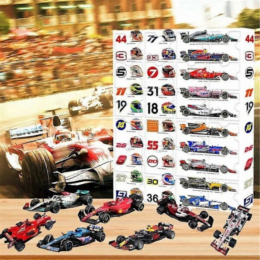 Adventskalender Juleracing Formel 1 Bilmodell 24 Dagers Nedtelling Barn Leke Morsom Julegave Blindboks