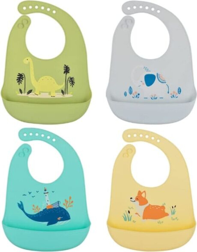 4 stk. Baby Silikon Smekke, Vanntette Silikon Smekker Enkle å Rengjøre