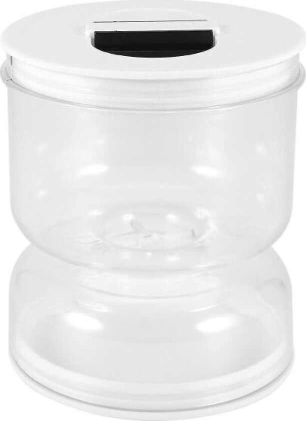 Sylteagurk- og olivenglass med timeglass, syltetøyglass skilt fra vått og tørt, syltetøyglass med sil