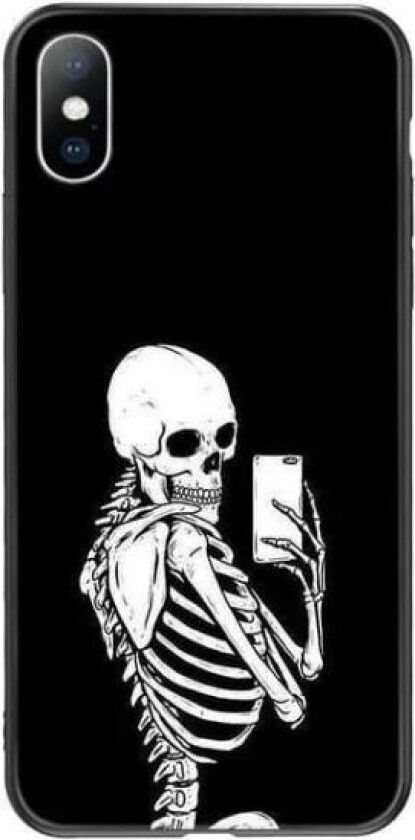 iPhone 13, Pro og Max-deksel med skjelett som tar en selfie i speilet Black one size