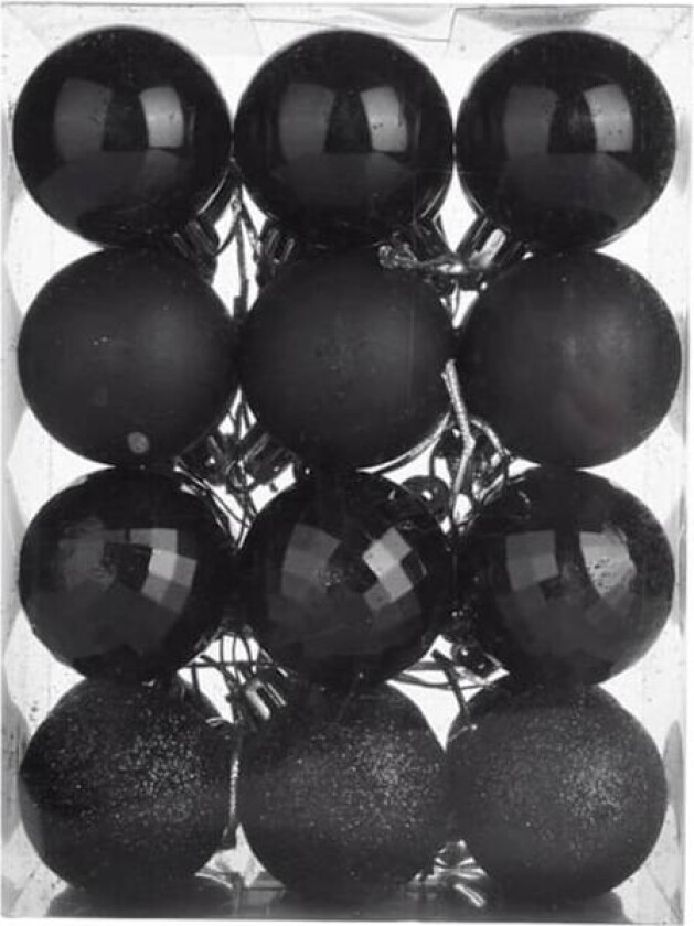 24 stk Svarte Julekuler, 4cm Julekuler Julepynt Innendørs, Juletre Kuler Juletrepynt til Julefest